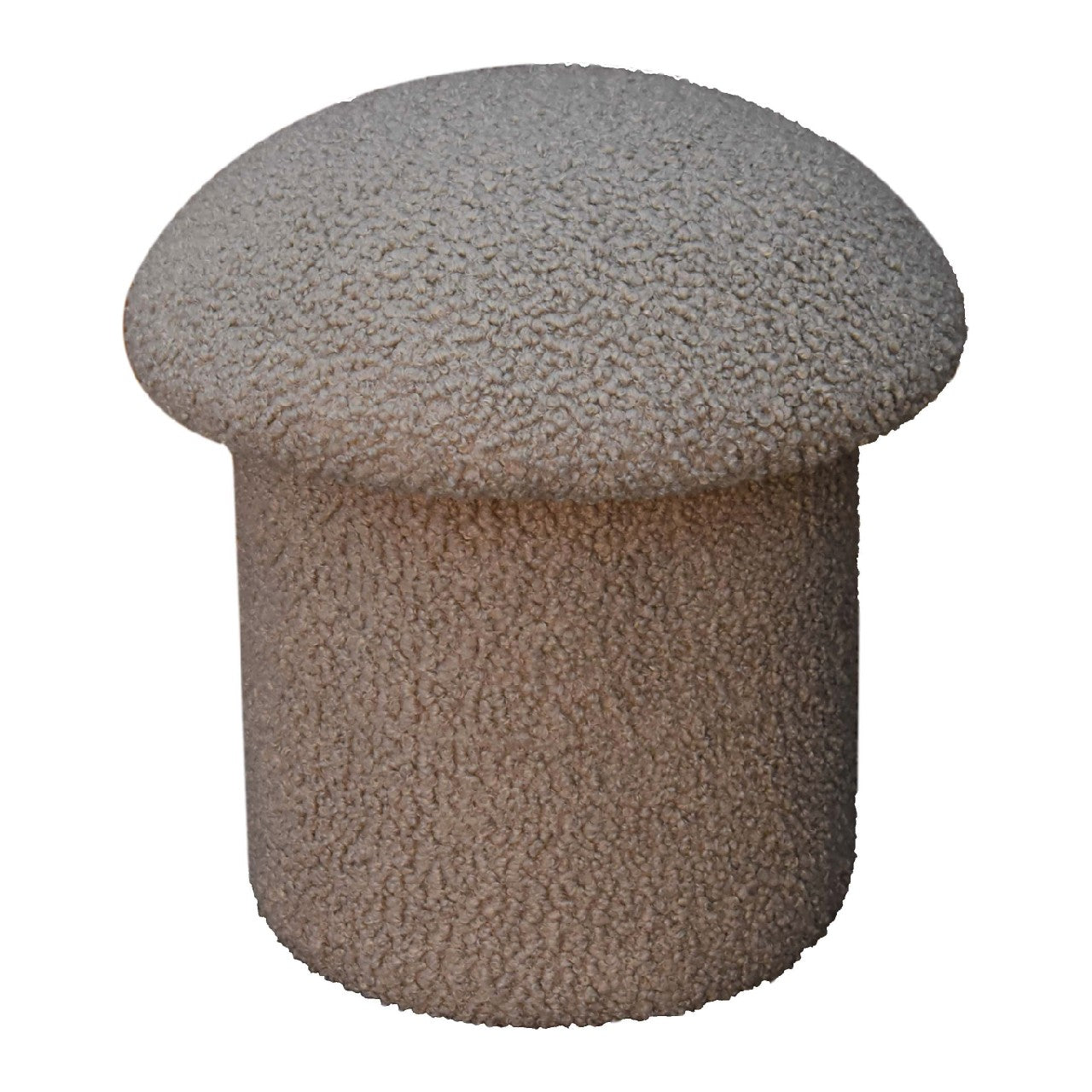 Solid Mango Wood Mud Boucle Mushroom Footstool