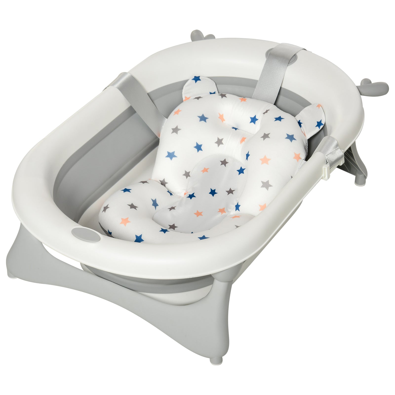 Foldable Baby Bath Tub Ergonomic With Temperature-induced Water Plug | Grey