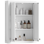 HOMCOM Wall Mounted Storage With Adjustable Shelves, Bathroom Wall Cabinet
