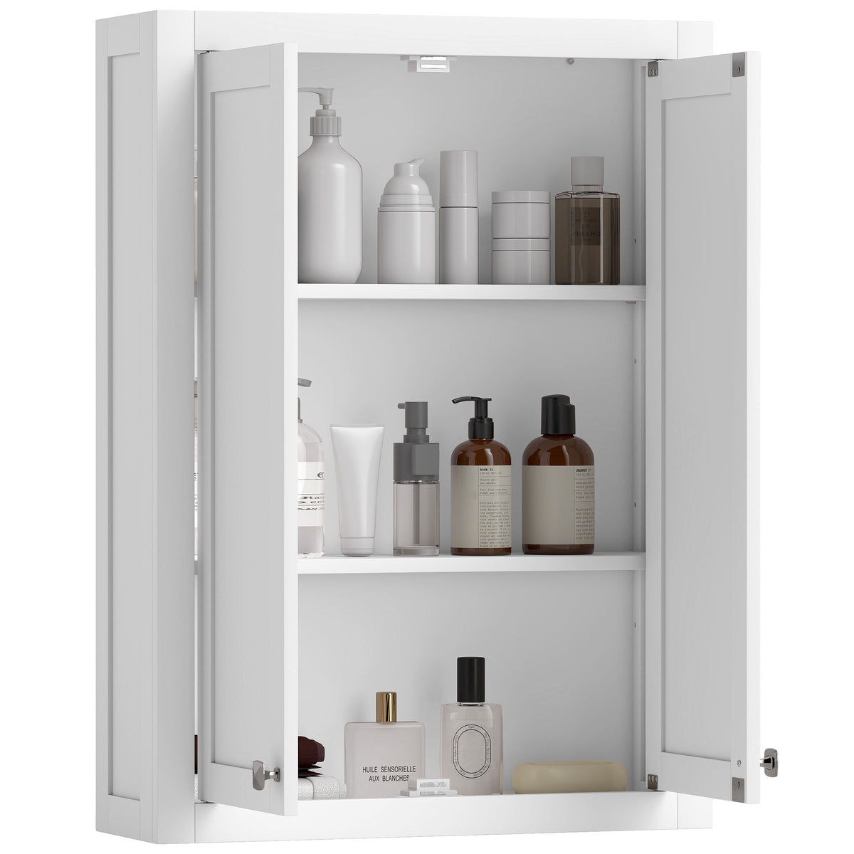 HOMCOM Wall Mounted Storage With Adjustable Shelves, Bathroom Wall Cabinet