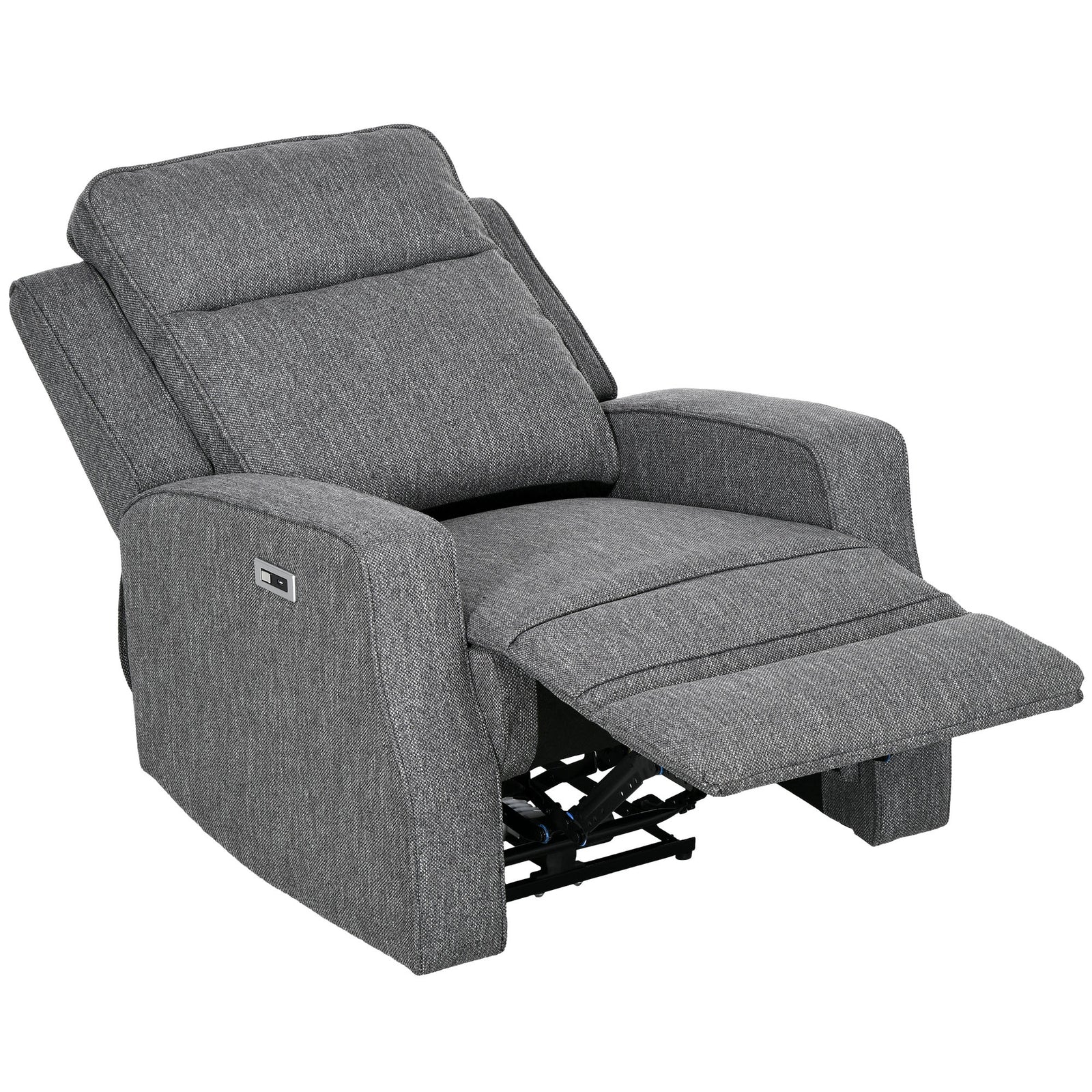 Electric Armchair Fabric Recliner W/ Usb Port | Charcoal Grey