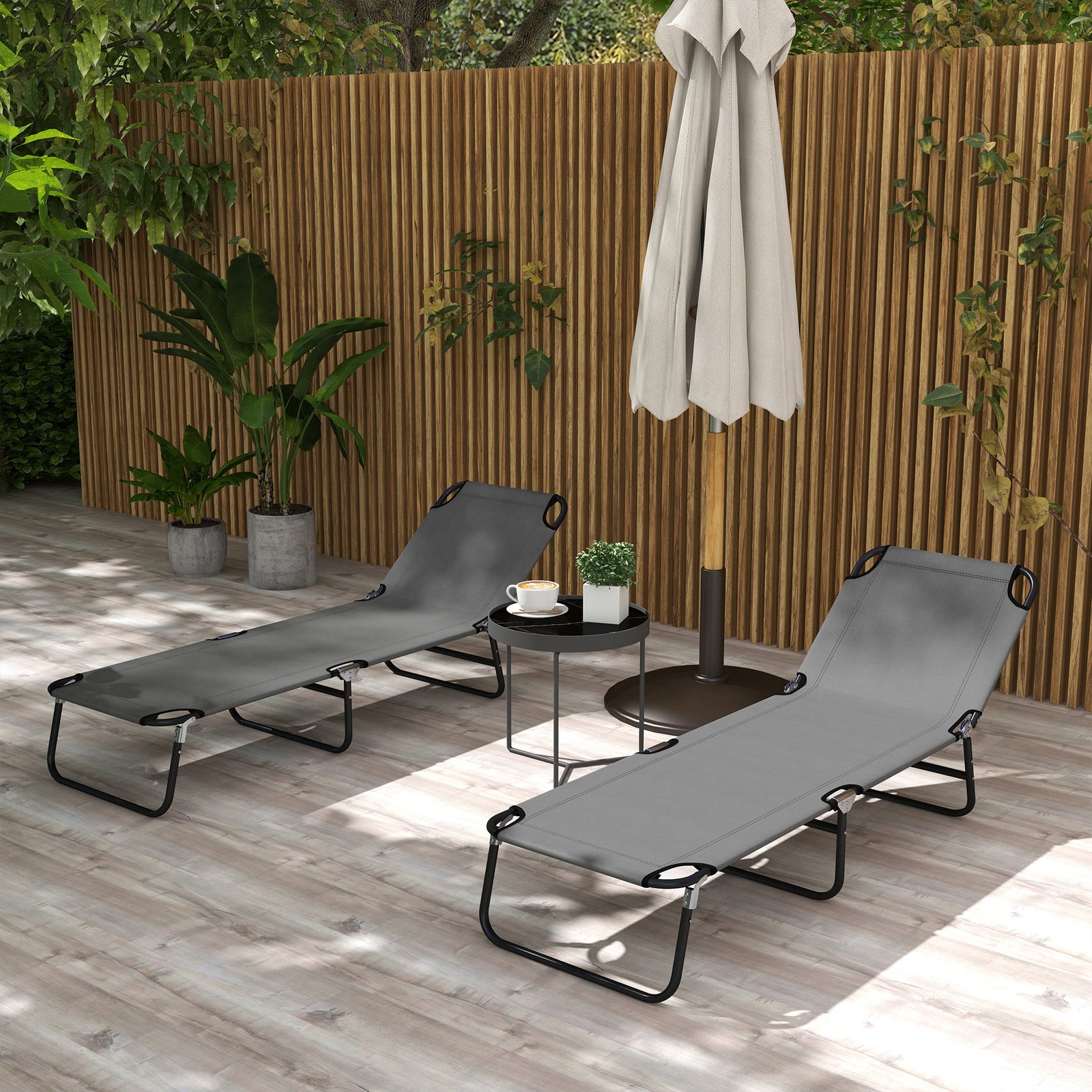 Set Of 2 Folding Beach Chairs W/ Adjustable Back | Set of 2