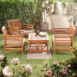 Garden_Gear Acacia 4 Person Lounge Set W/8cm Deep L.grey Cushions