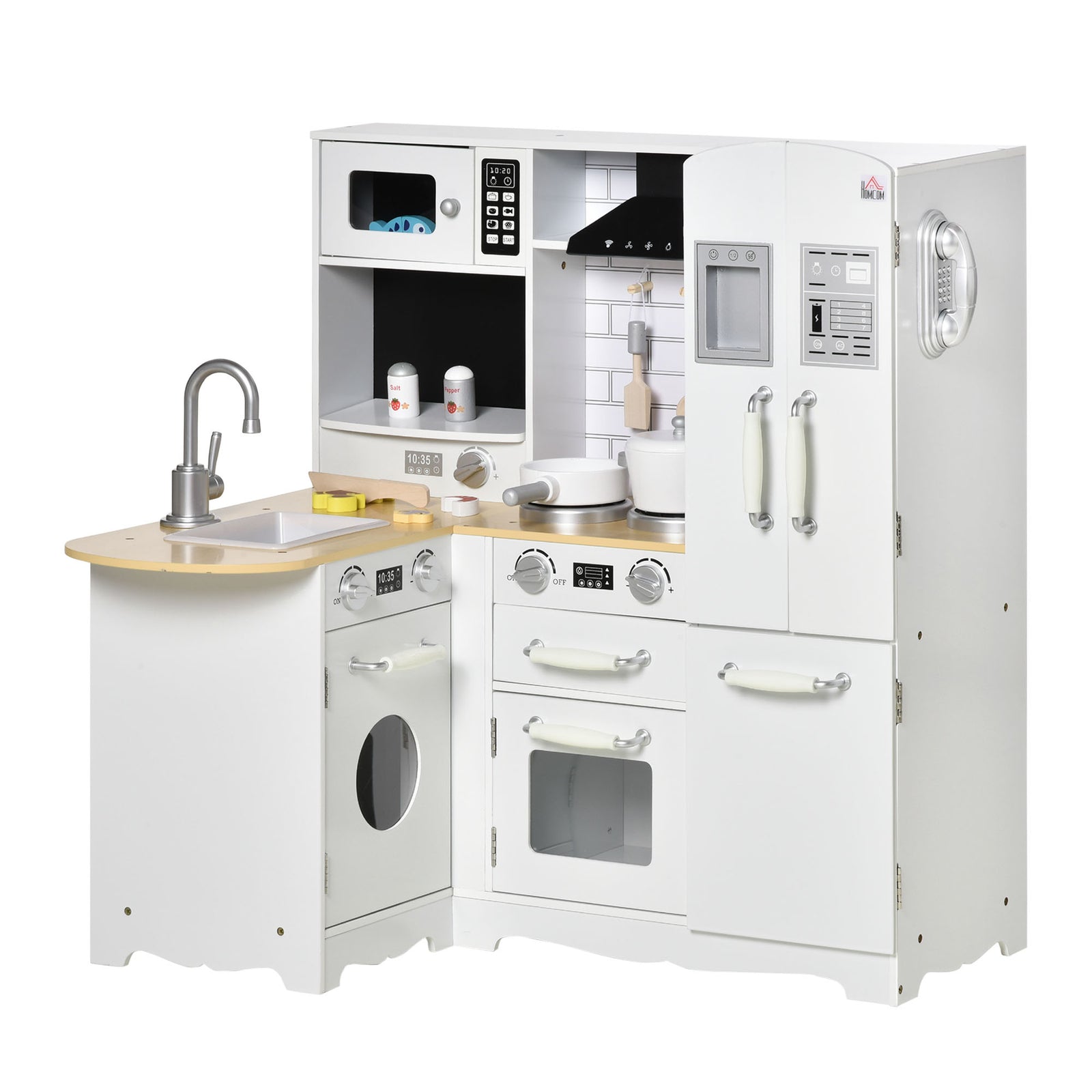 Kids Kitchen Playset W/ Full Accessories - White