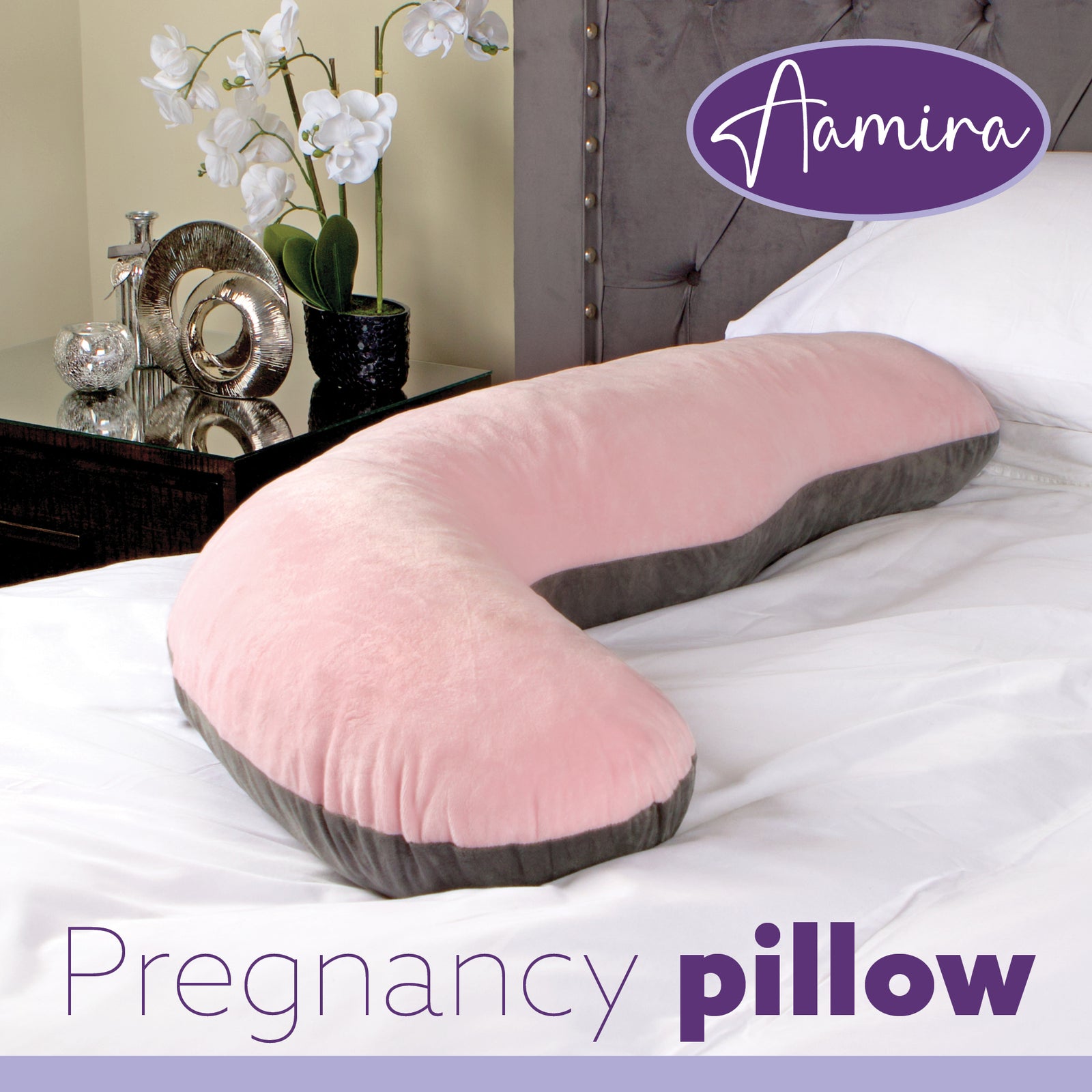 L Shaped Pregnancy Pillow, 145x25x20cm Shredded Memory Foam Full Body Maternity Cushion For Sleeping | J Shape | Pink