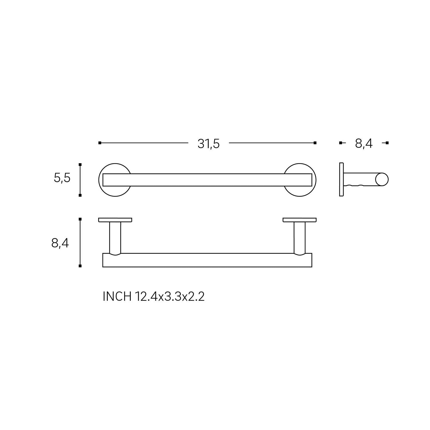Towel Rail Chrome Architect Sp (30cm)