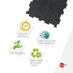 Alpha Tile Interlocking Recycled Rubber Floor Tile 30cm X 30cm | Set of 1 | Black