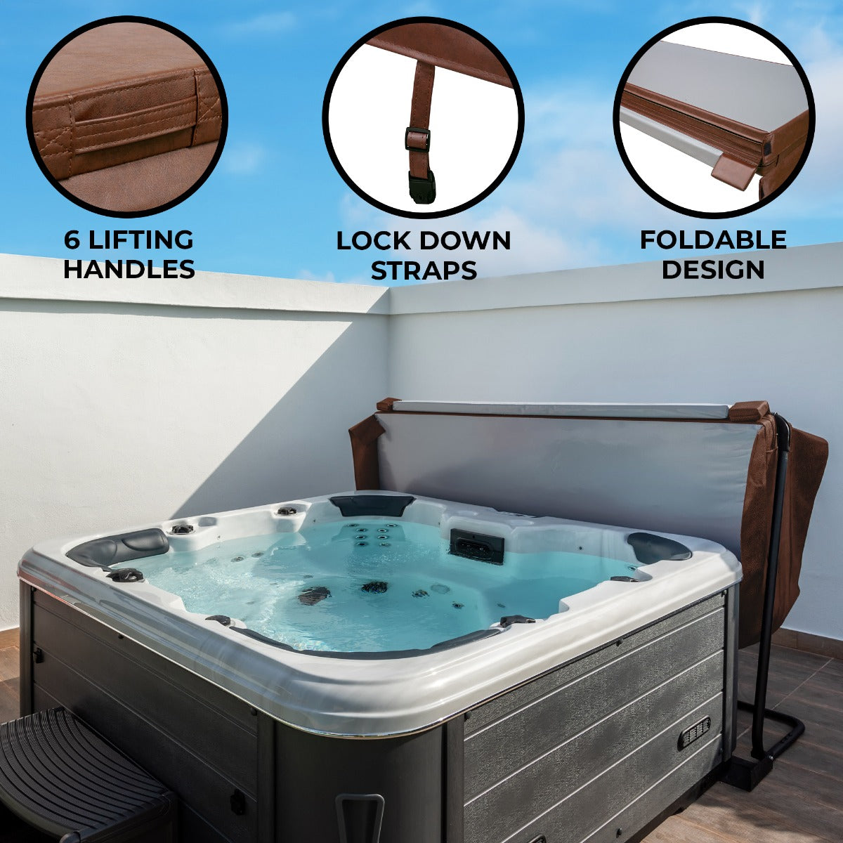 2.2m Hot Tub Spa Cover | Brown