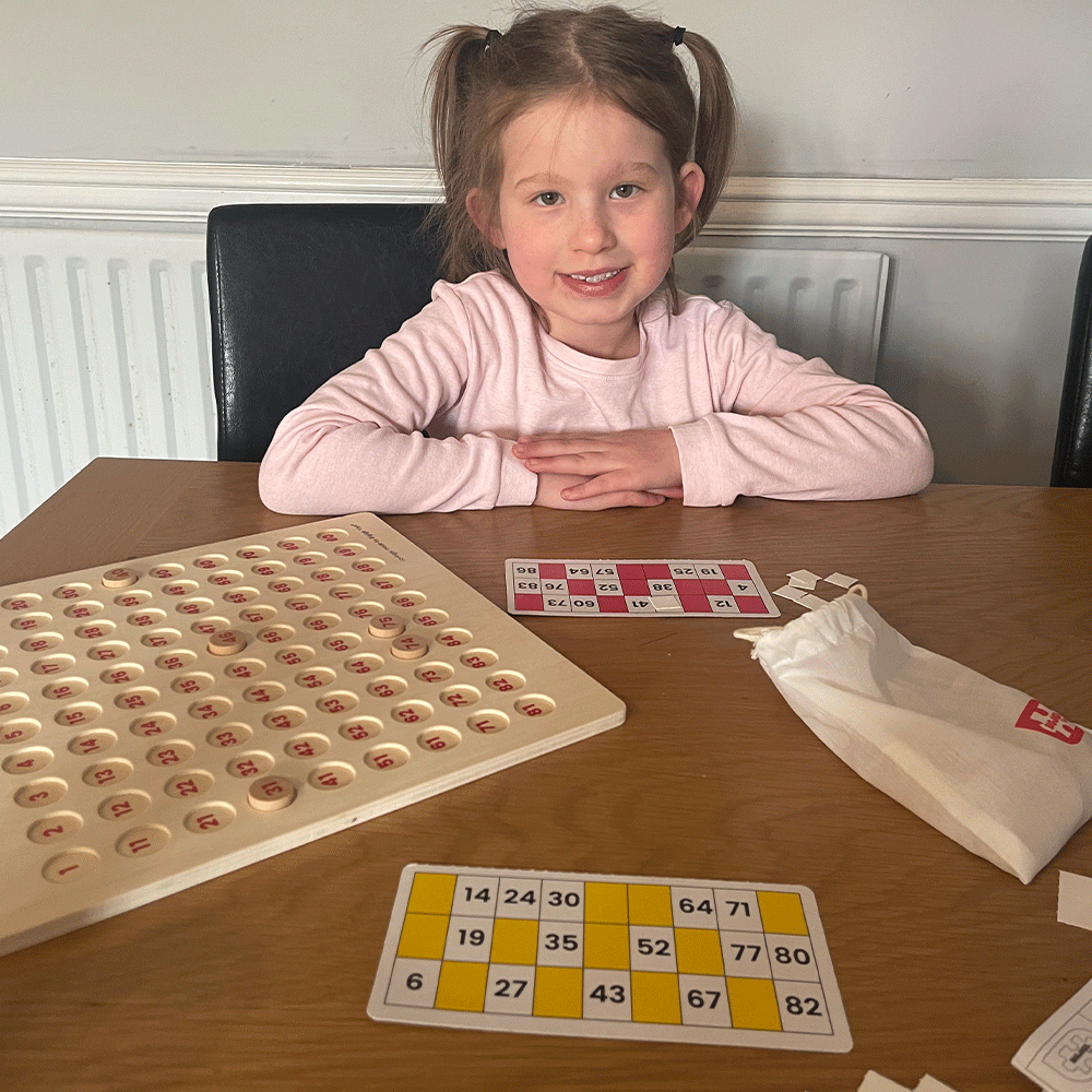Traditional Wooden Bingo Game, 105 Play Pieces, 4 Players