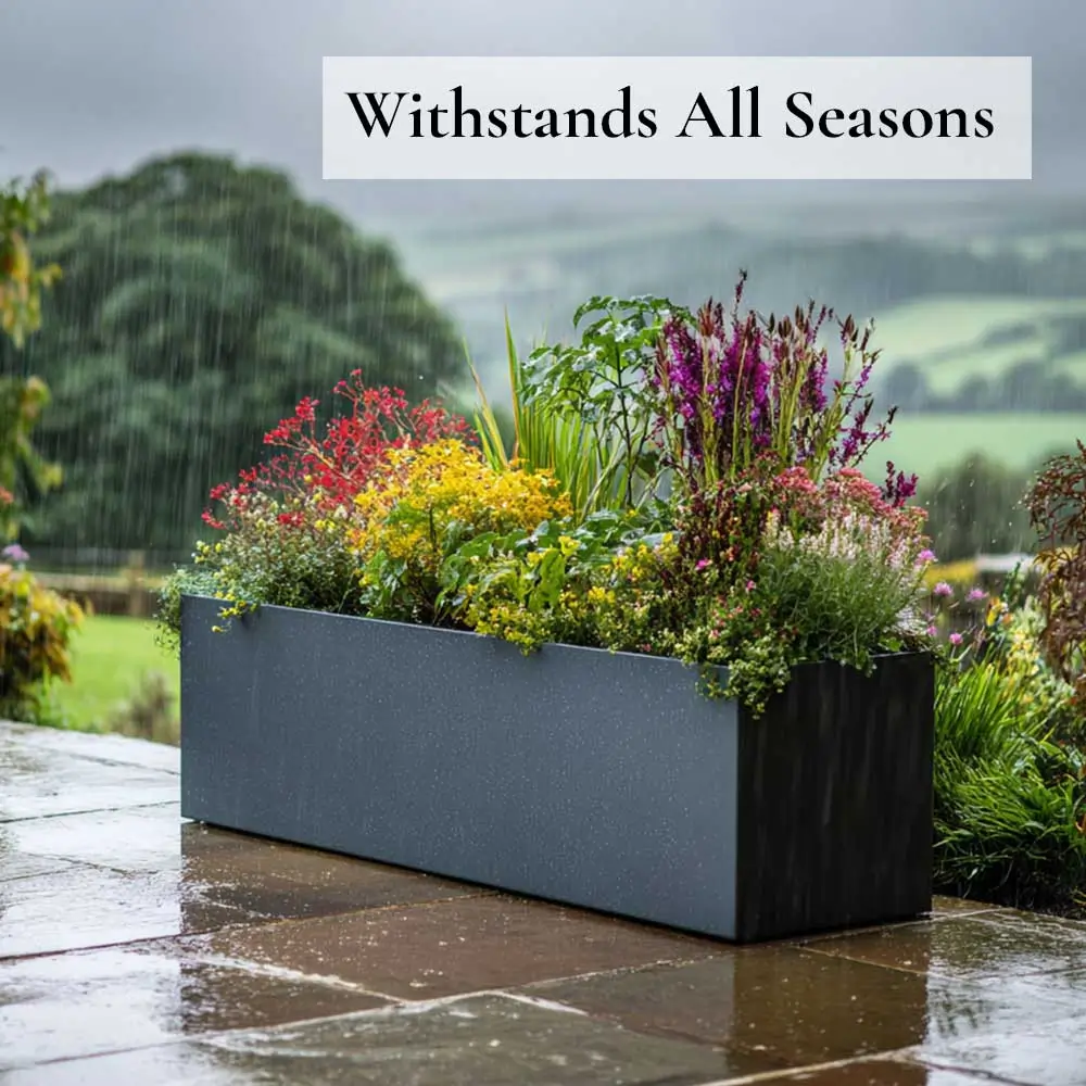 Zinc Galvanised Trough Planter | 100cm x 40cm x 40cm | Grey
