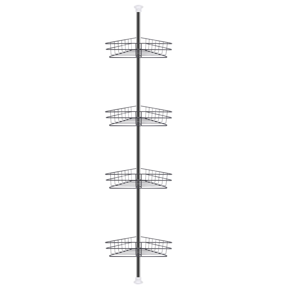 4 Tier Metal Corner Shower Shelf Wall Rack Organizer Bathroom Black