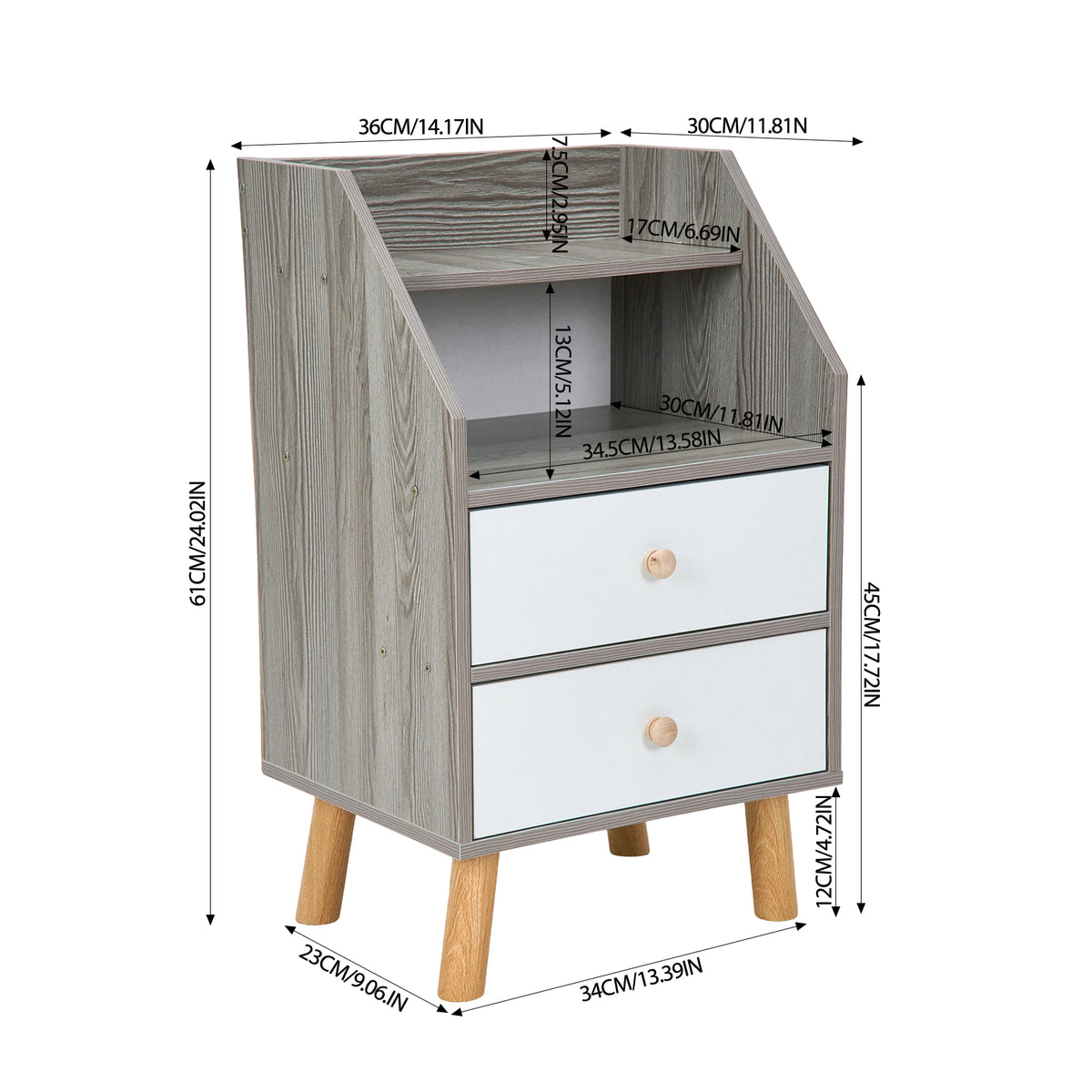 Breeins Modern Dual-drawer Bedside Table Nightstand