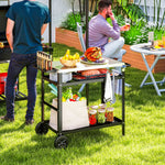 Bbq Trolley W/ Stainless Steel Top, Movable Pizza Table