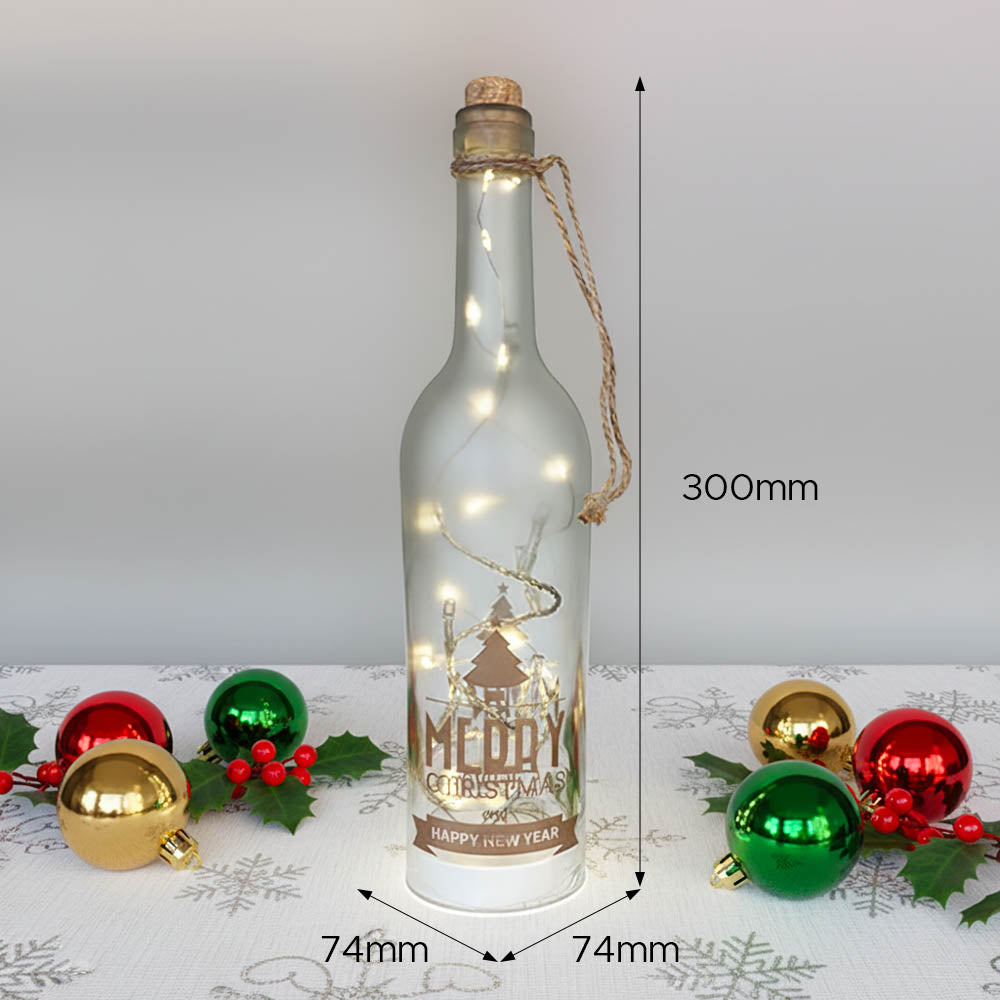 Sparkling Led Christmas Wine Bottle Decoration | Unique 30cm Full Sized Festive Ornament