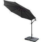 3m Banana Cantilever Patio Parasol For Outdoor Sunshade And Rain With A Cross Base And A Square Base | One Size | Black