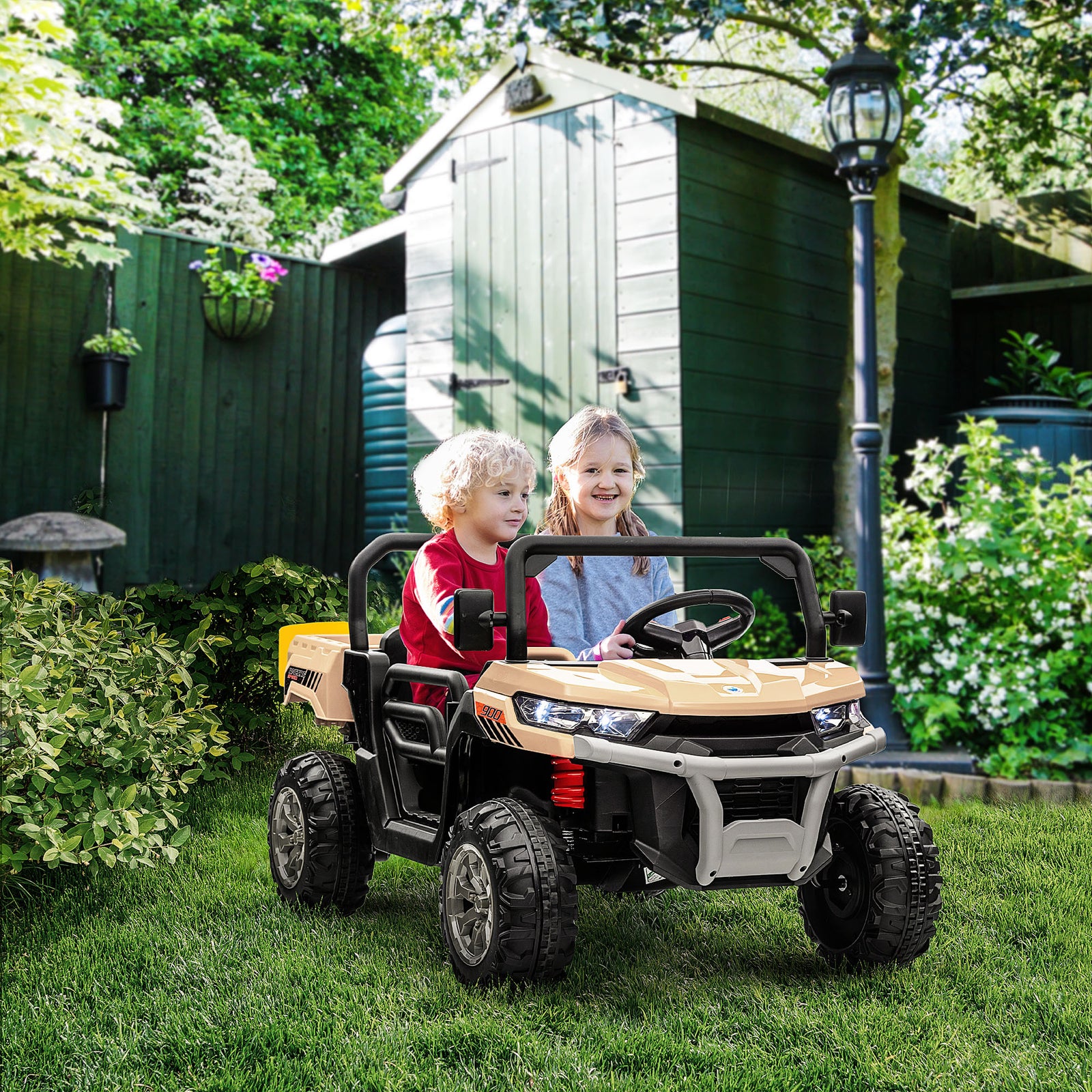 12v Two-seater Kids Electric Ride-on Car W/ Electric Bucket | Yellow