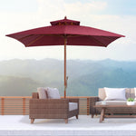 3x3m Folding Bamboo Parasol With 2 Pulley | Red