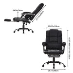 Ergonomic Black Linen Office Chair – High Back, Recline 135°, Built-in Footrest, Adjustable Height, 360° Swivel