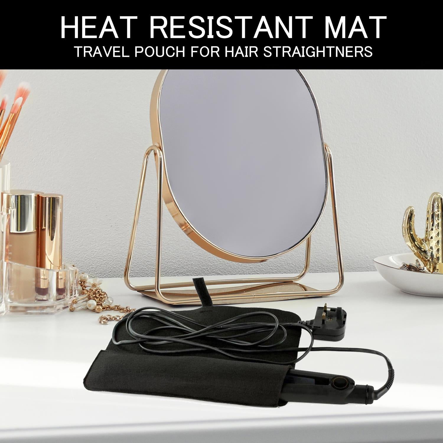 Envie Hair Straightener Heat Protection Storage Case Black Foldable Flat Iron Bag