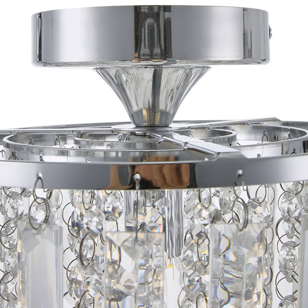 Modern Crystal Droplet Chandelier Chrome Ceiling Light Fixture Flush Mount Pendant Lamp