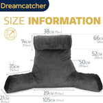 Deluxe Reading Pillow Detachable Headrest, Shredded Memory Foam Cuddle Cuddle Cushion Backrest Arm Support | XL | Grey
