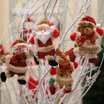 4 Pieces Christmas Tree Ornament Snowman Santa Claus Elk And Bear Shape Xmas Dolls