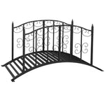 1.2m Metal Garden Bridge With Scrollwork, Retro Style, Black