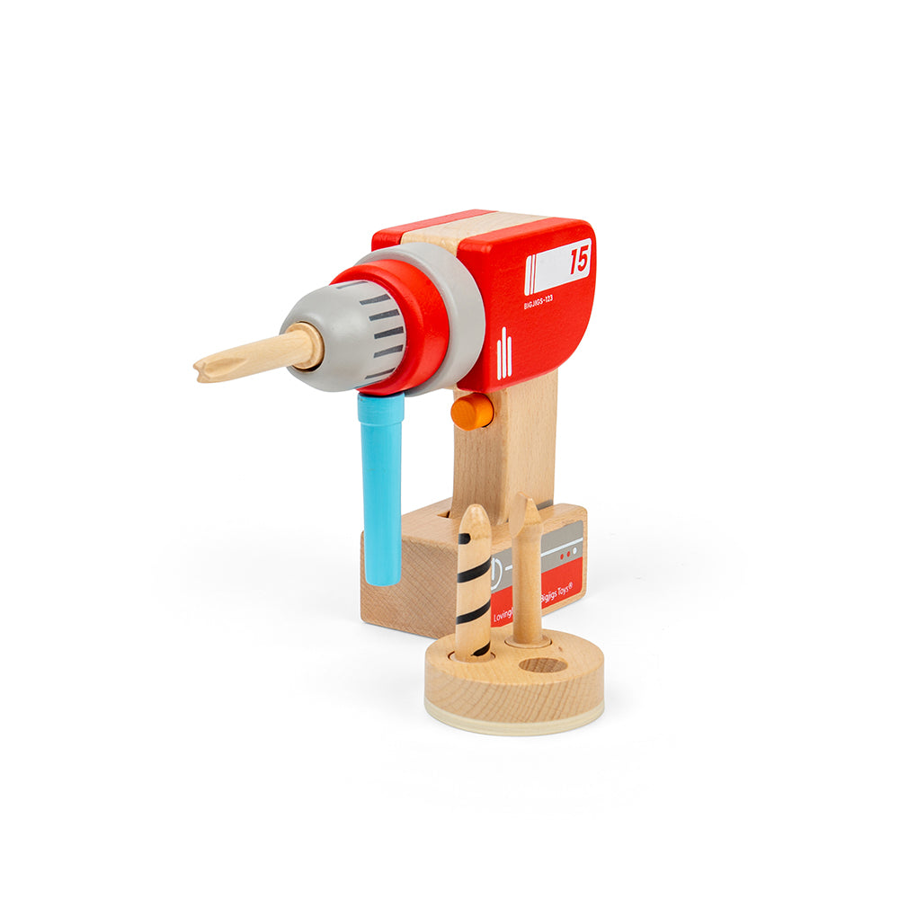 Wooden Drill - Toy Drill With Magnetic Drill Bits