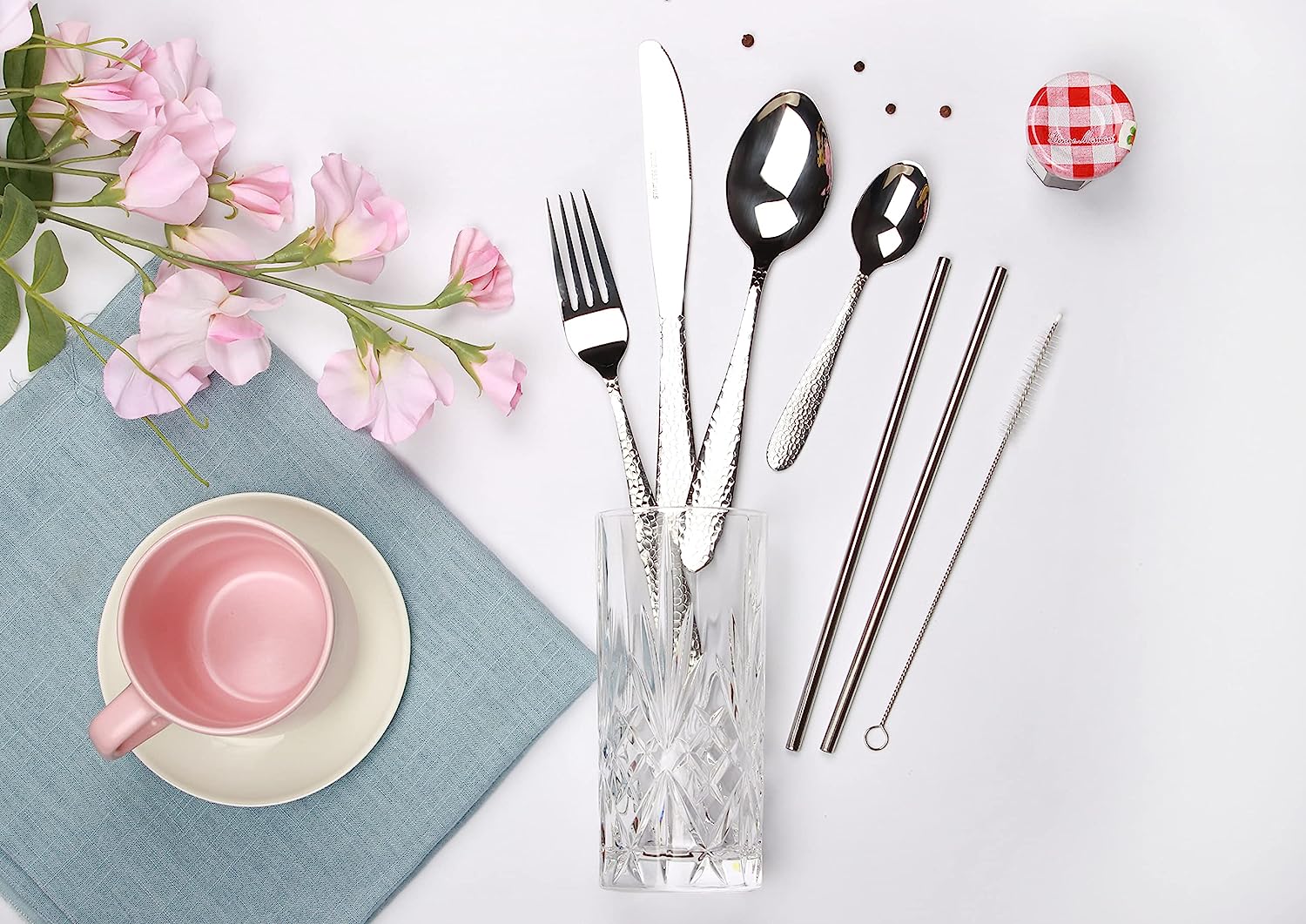 Cutlery Sets Stainless Steel Hammered Effect Handle 32pc Set