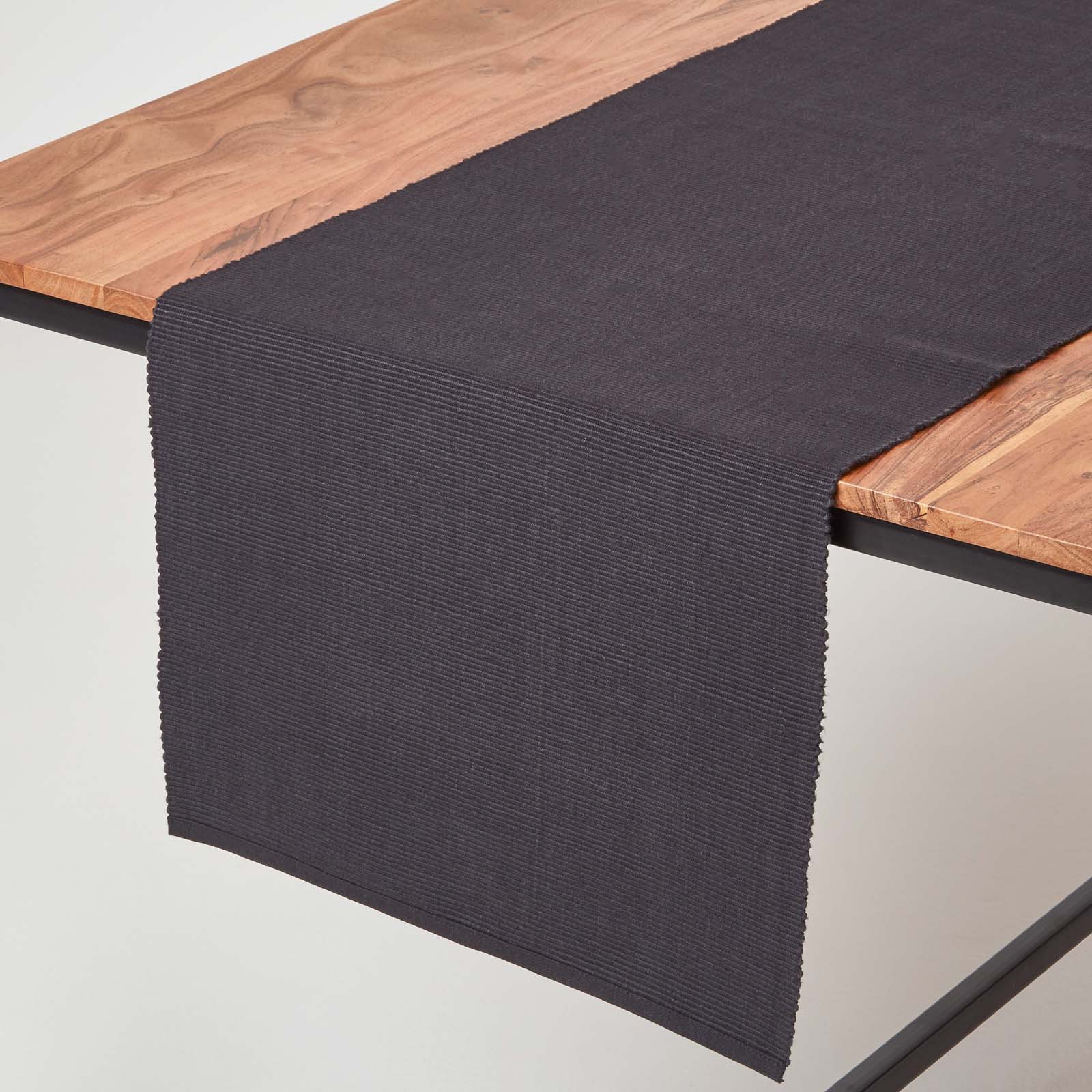 Cotton Plain Table Runner | Black