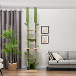 225-255hcm Floor To Ceiling Cat Tree W/ Hammocks, Condo - Green