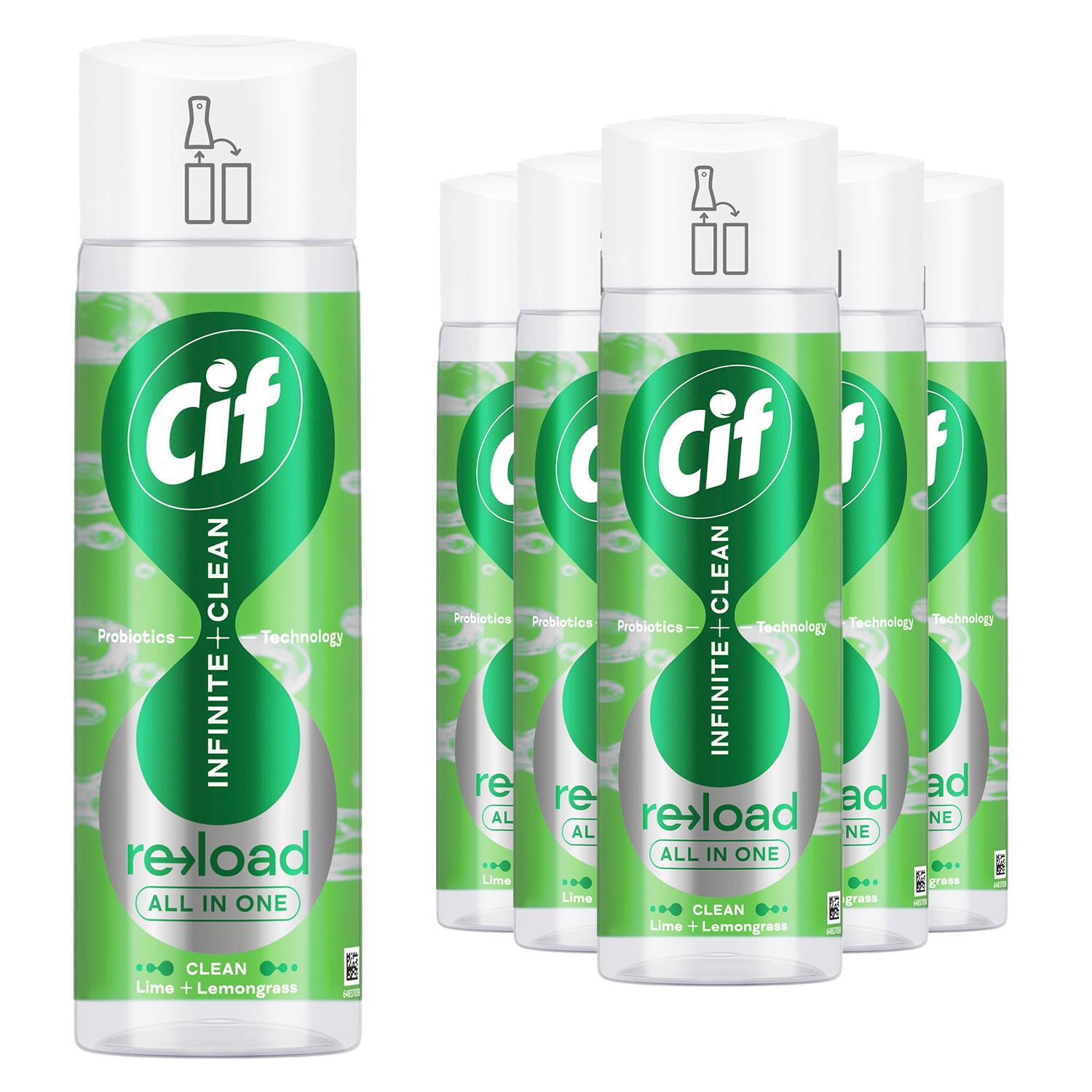 Infinite Clean All in One Cleaner Reload Lime & Lemongrass, 6 Pack of 280ml