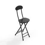 2 Pieces Compact Wooden Folding Chair With Metal Legs | Set of 2 | Black