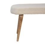 Solid Wood Cream Boucle Nordic Bench