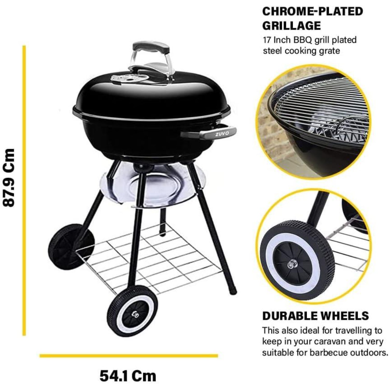 45cm Round Charcoal Bbq Kettle Grill Outdoor Portable Barbecue