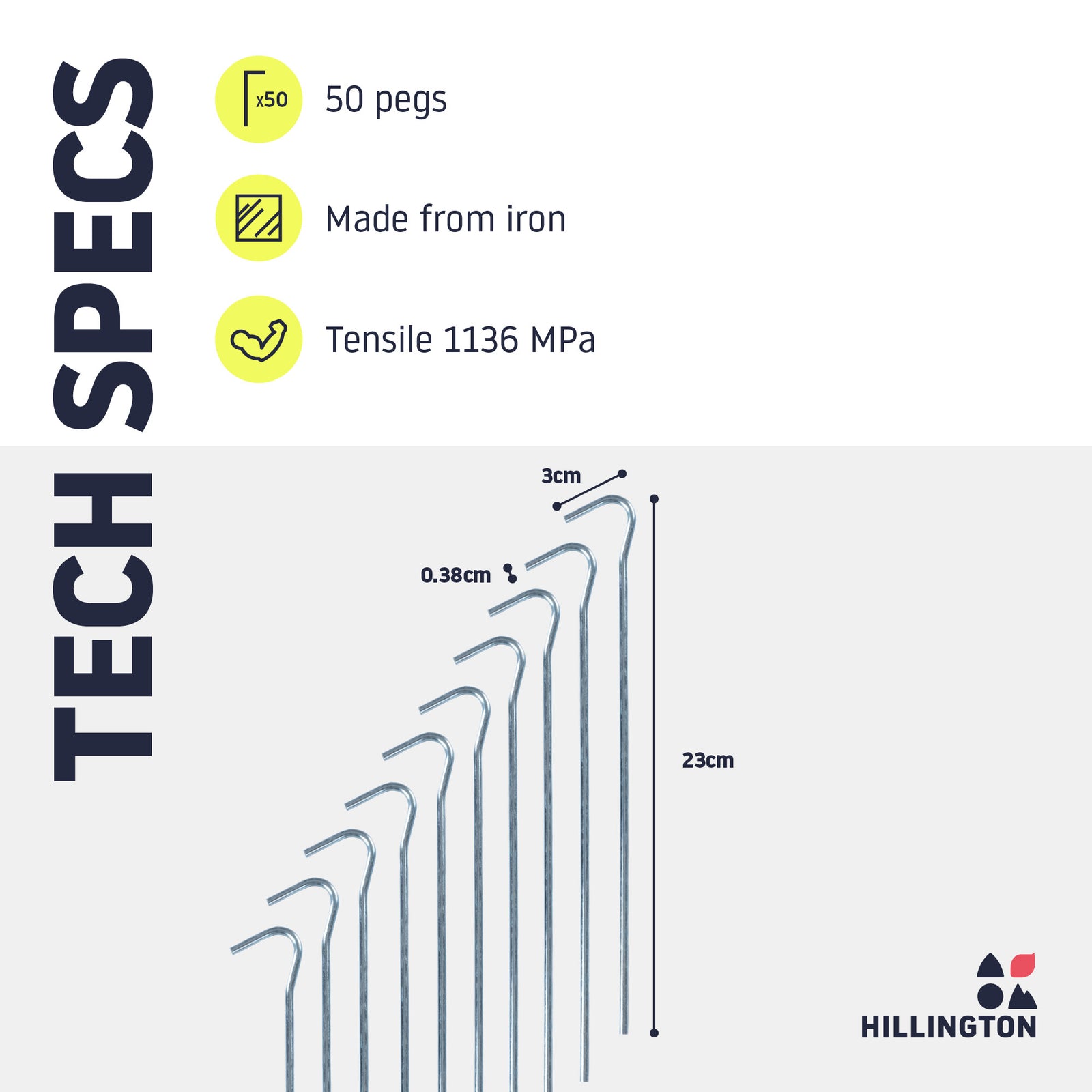 50 Tent Ground Pegs - Green