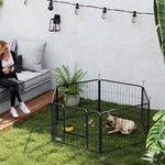 Dog Playpen, 6 Panels Puppy Pen Dog Playpen With Door | 60cm | Black