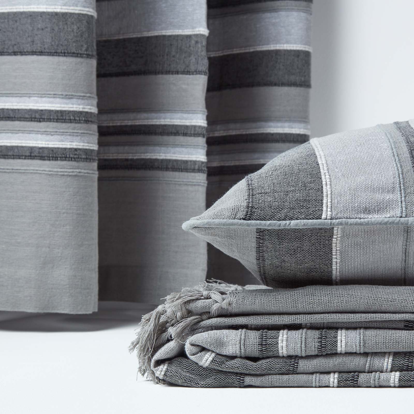 Cotton Morocco Striped Throw | 150cm x 200cm | Grey