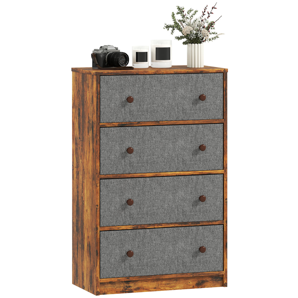 HOMCOM Chest Of Drawers, 4 Drawer Dresser For Bedroom