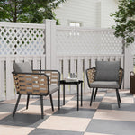 3 Pieces Rattan Bistro Set, Wicker Garden Furniture Set