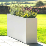 Long Zinc Galvanised Tall Trough Planter | 100cm x 35cm x 80cm | White