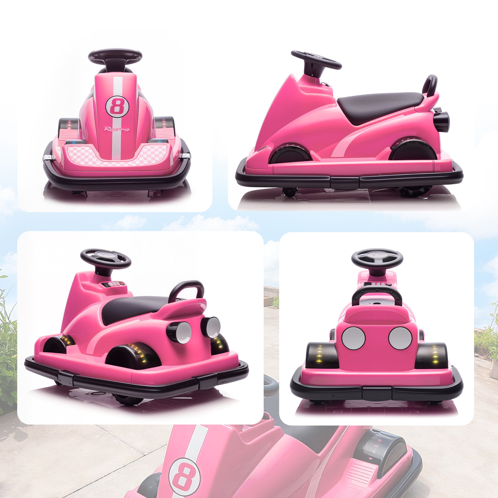Electric Kids Bumper Car With 360 Degree Rotation Spin | Pink