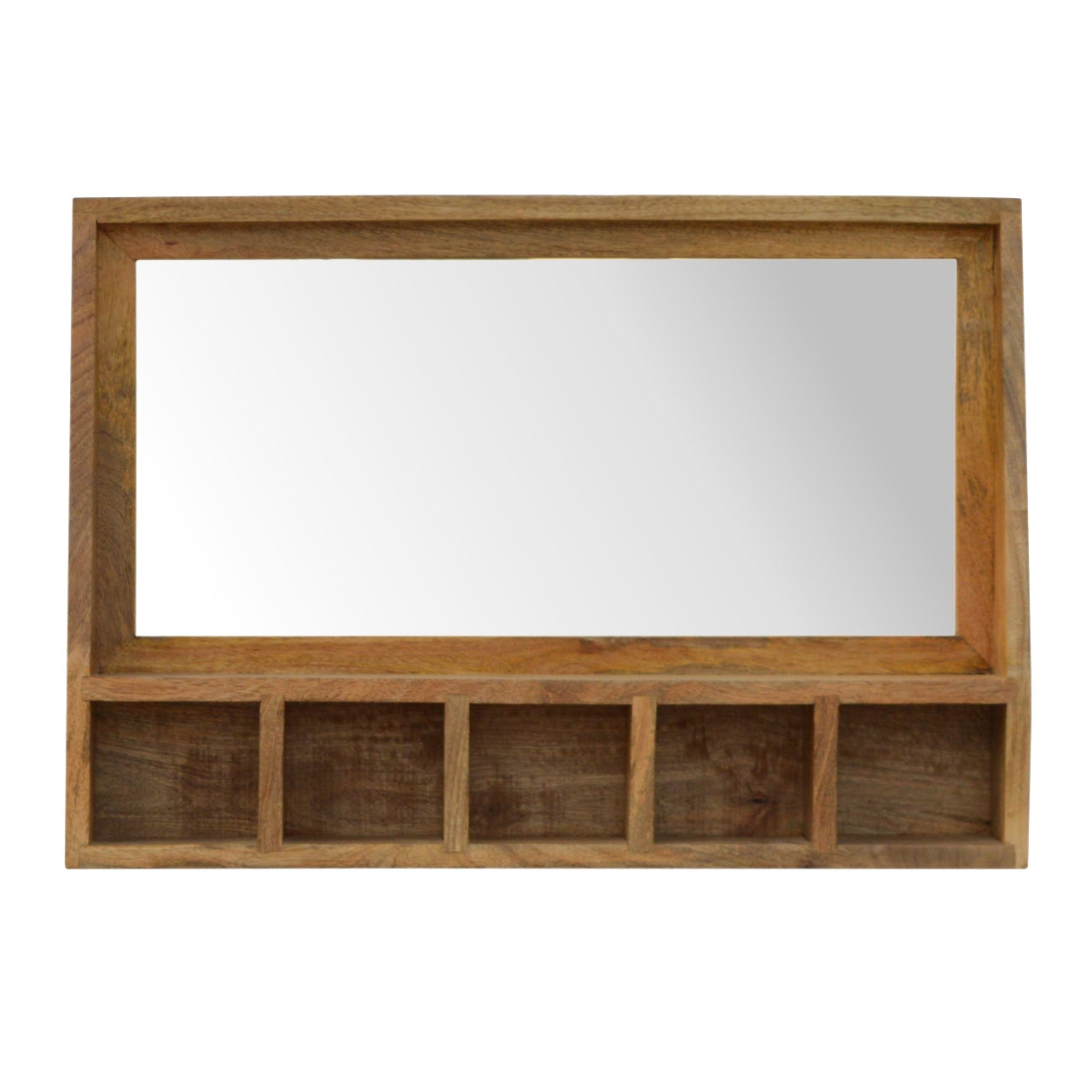 Solid Wood 5 Slot Floating Unit With Mirror