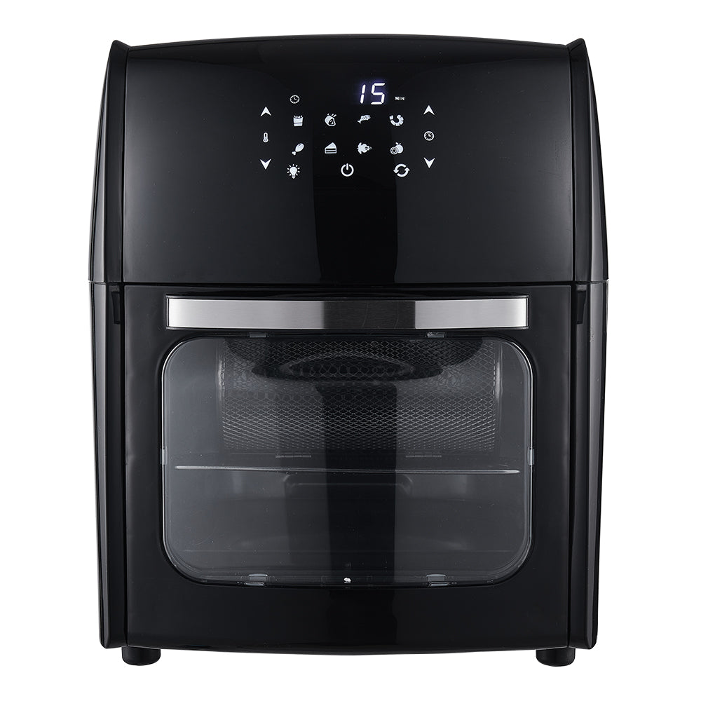 12l Digital Air Fryer Oven With Rotisserie & Skewer Set – 1800w Large Capacity, Touch Panel, 8 Preset Modes, Mesh Tray & Oil Collection Tray