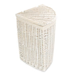 White Oatmeal Cotton Lined Corner White Wash Laundry Baskets | Large | White