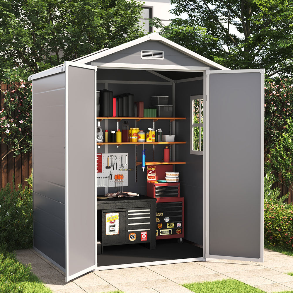 4x3ft/5x4ft Apex Roof Garden Plastic Storage Shed With Lockable Door | Large