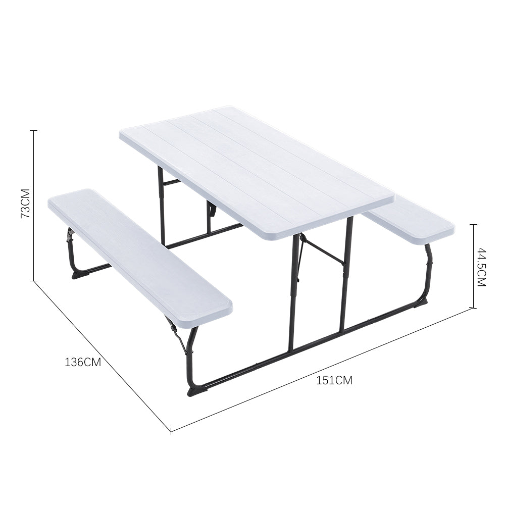 Foldable Picnic Table And Bench Set | One Size | White