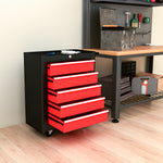 5-drawer Tool Cabinet With Wheels, Lockable | Red