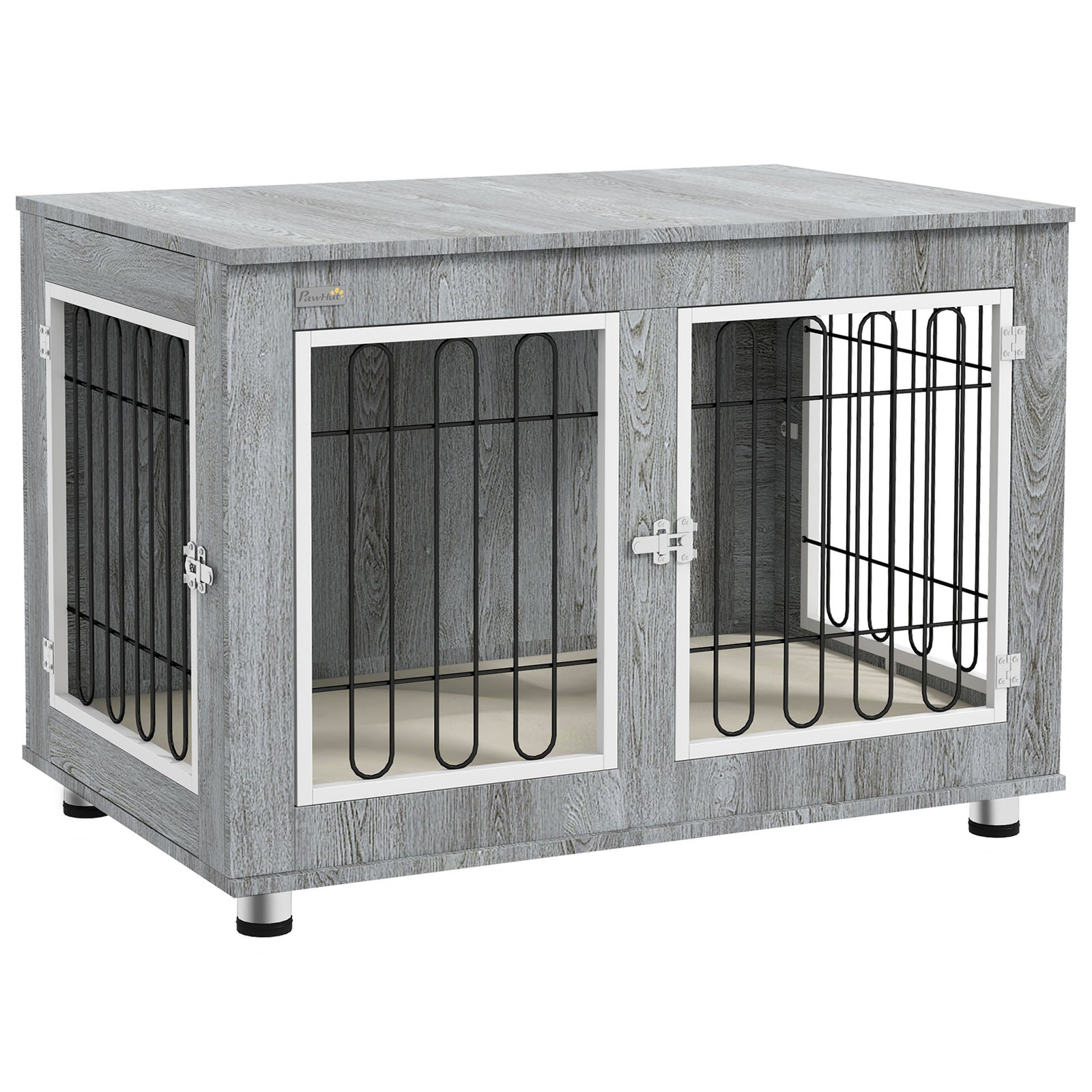 Dog Crate Furniture, Dog Crate End Table W/ Soft Cushion, Double Door