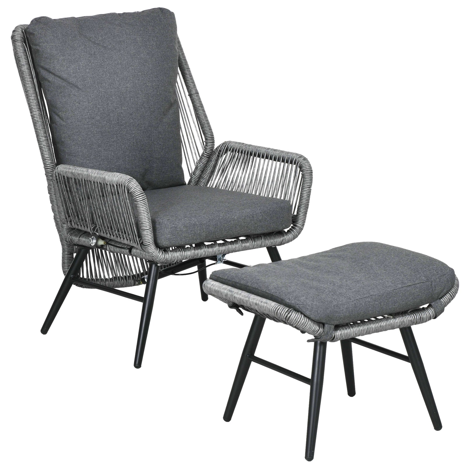 Garden Rattan Chair Set Adjustable Back